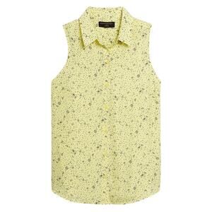 Banana Republic Yellow Floral Sleeveless Blouse XXS Petite NWT Classic Fit